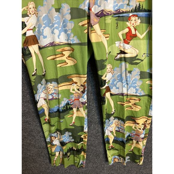Loudmouth Colorful Golf Pin Up Girl Print Chino Pants Size 40 Novelty Pockets - Picture 4 of 16